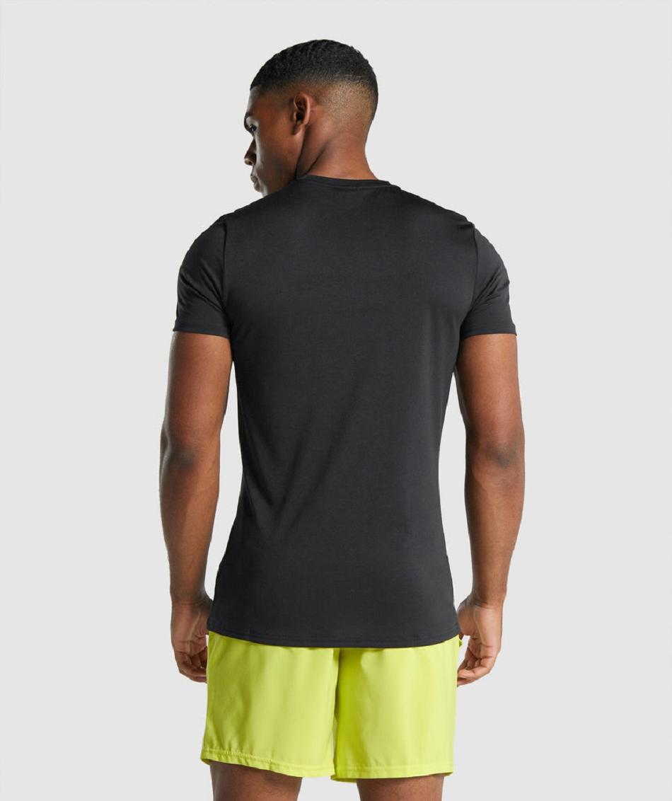 T Shirts Męskie Gymshark Arrival Grafiką Czarne | PL 3926DFM